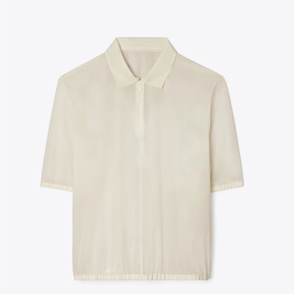 Tory Burch women Ivory Short-Sleeve Zip Polo
